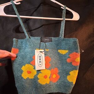Cider Colorful Floral Knit Top